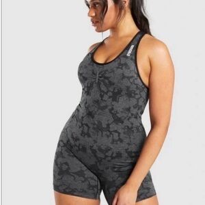 Gymshark Gray Camo Print Athletic Romper